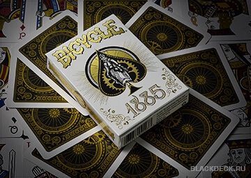 Колода игральных карт Bicycle 1885: тиснение золотой фольгой на идеально белом картоне выглядит отлично